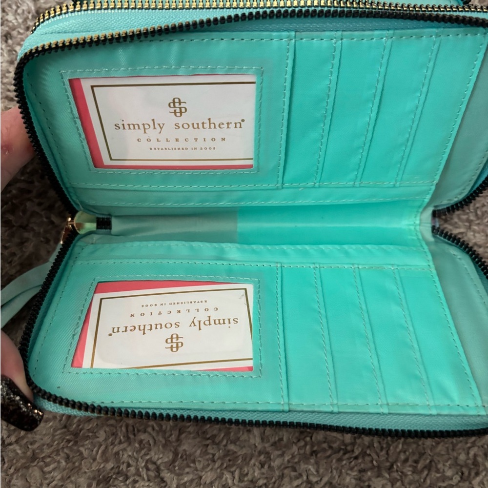 Simply Southern Aqua Wallet with Gold Accents - Picture 4 of 5